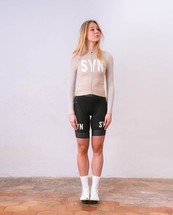 Biehler 薄刷毛長袖車衣Syndicate Training LS Jersey Ivory 女款 象牙白灰
