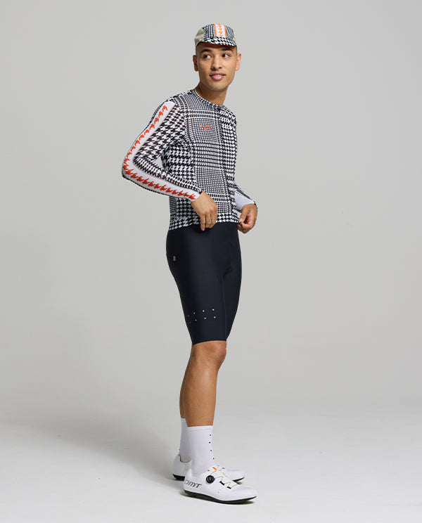Pedla 車衣HoundsKNIT Training Jersey Monochrome 薄長袖 男款 黑白小千鳥格紋