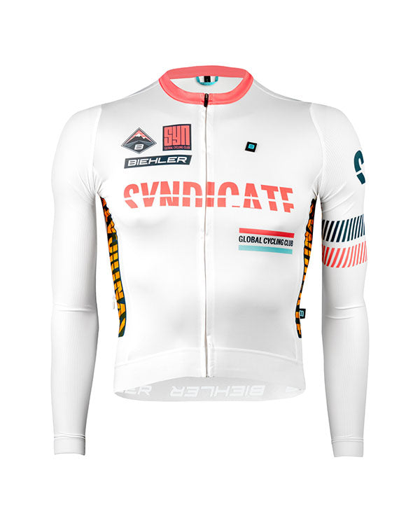 Biehler 薄長袖車衣Syndicate Race Team LS Jersey Sunday 男款 白