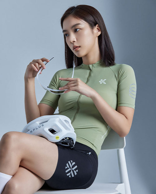 KPLUS經典女款短袖自行車衣-鼠尾草綠
