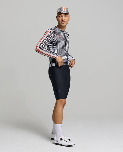 Pedla 車衣HoundsKNIT Training Jersey Monochrome 薄長袖 男款 黑白小千鳥格紋