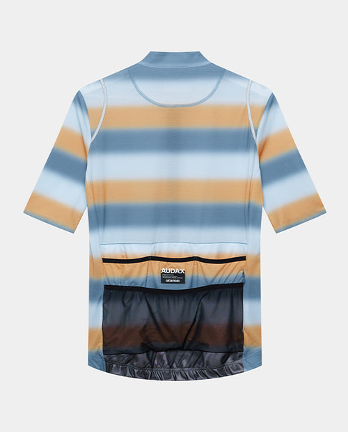 Café du Cycliste 車衣 Audax Mona V2 Superlight Jersey V2 DeepWater Sunflower 男款 湖水藍橘條紋