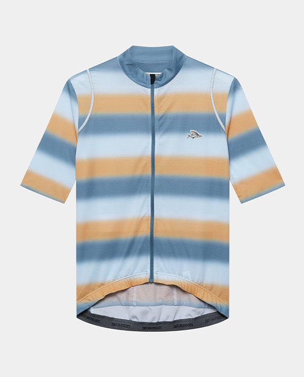 Café du Cycliste 車衣 Audax Mona V2 Superlight Jersey V2 DeepWater Sunflower 男款 湖水藍橘條紋