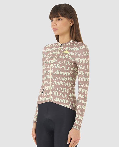 Café du Cycliste 車衣 Constance LS Jersey OysterGreyNaplesYellow 長袖 女款 黃棕塗鴉