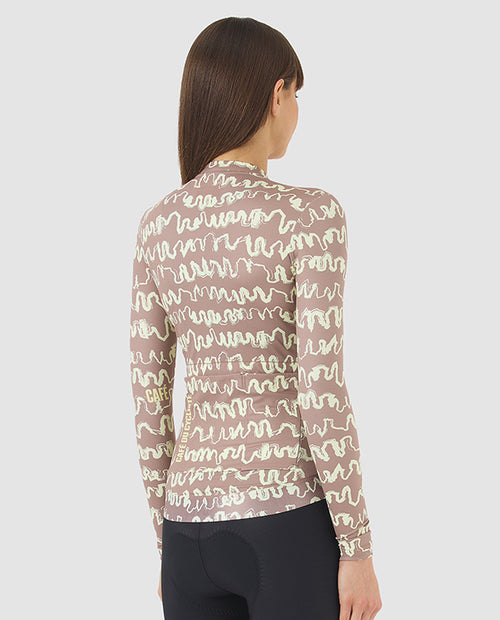 Café du Cycliste 車衣 Constance LS Jersey OysterGreyNaplesYellow 長袖 女款 黃棕塗鴉