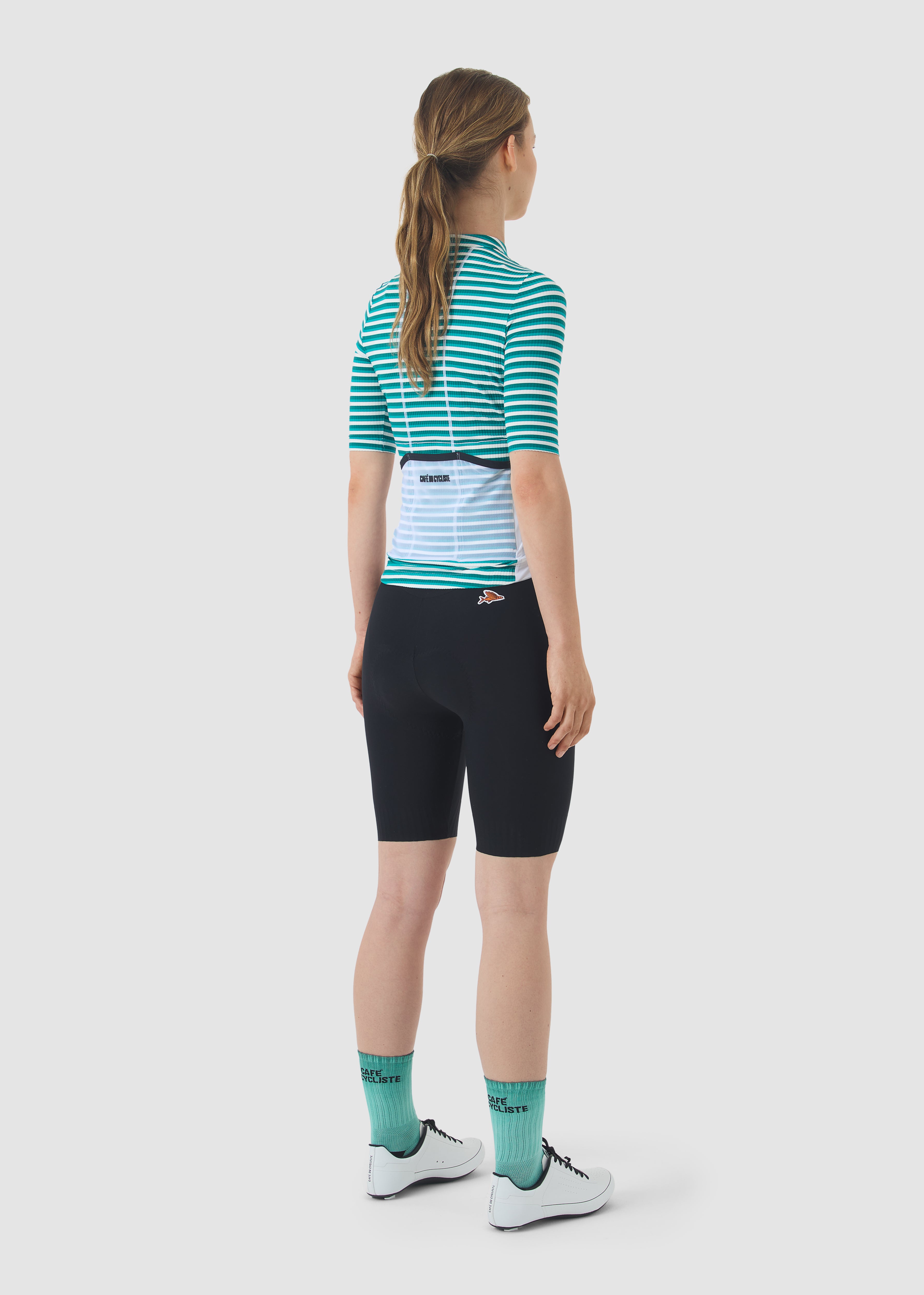 Café du Cycliste 車衣 Romy Midweight Jersey White Dark Sea 女款 綠白紋