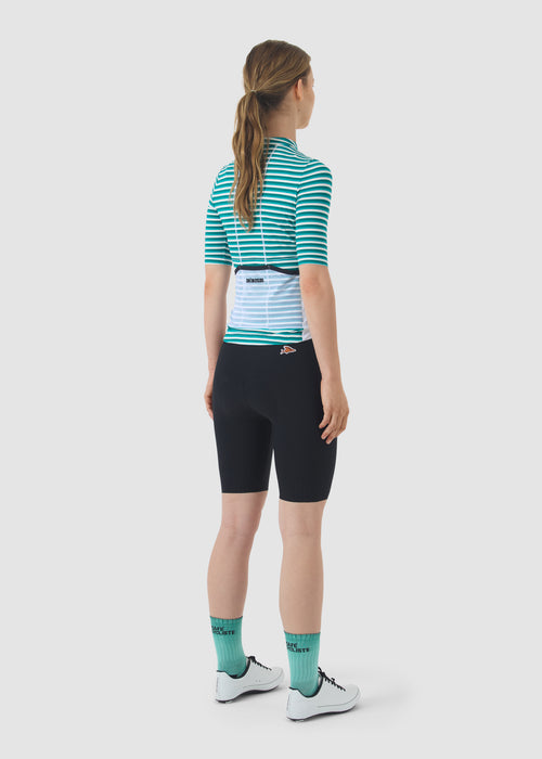 Café du Cycliste 車衣 Romy Midweight Jersey White Dark Sea 女款 綠白紋