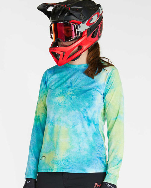 DHaRCO T恤 LS TieDye 長袖-女-藍綠染