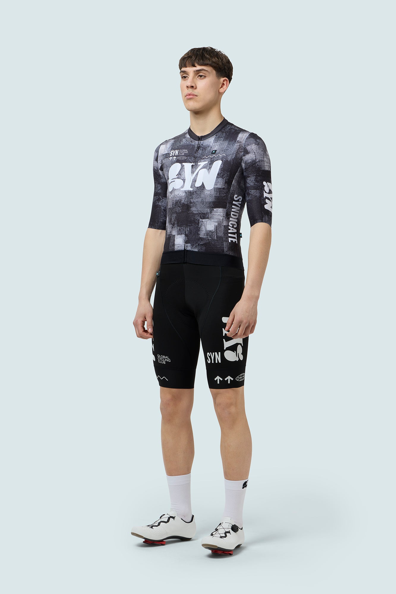 SYN 車衣 Pro Team Jersey Black 男款 塊狀刷灰黑