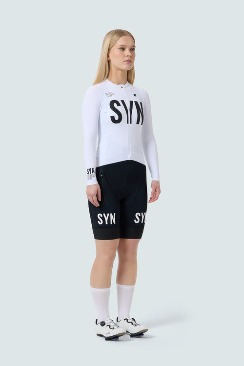 SYN 薄刷毛長袖車衣 Training LS Jersey 2.0 White 女款 白