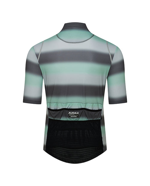 Café du Cycliste 車衣 Audax Mona Superlight Jersey Anthracite Agave 男款 漸層綠橫紋