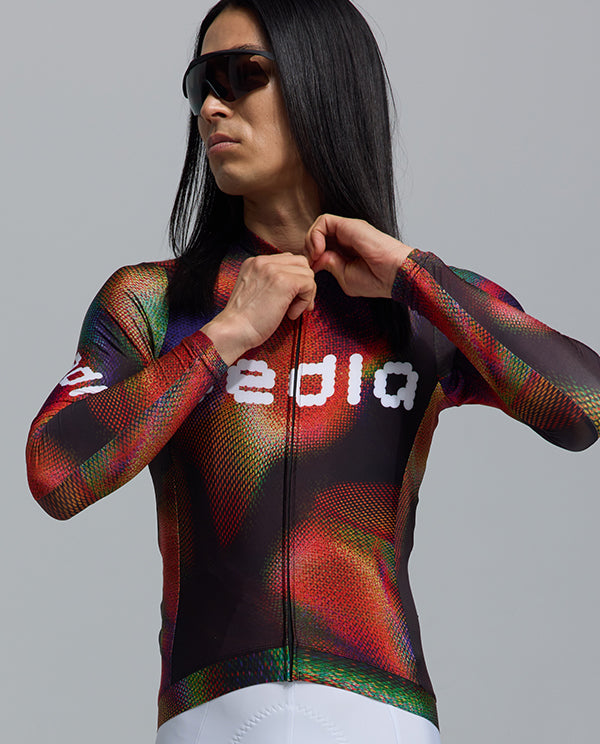 Pedla 薄長袖車衣Colour Wheel LS Classic Jersey Motion Black 男款 紅黑
