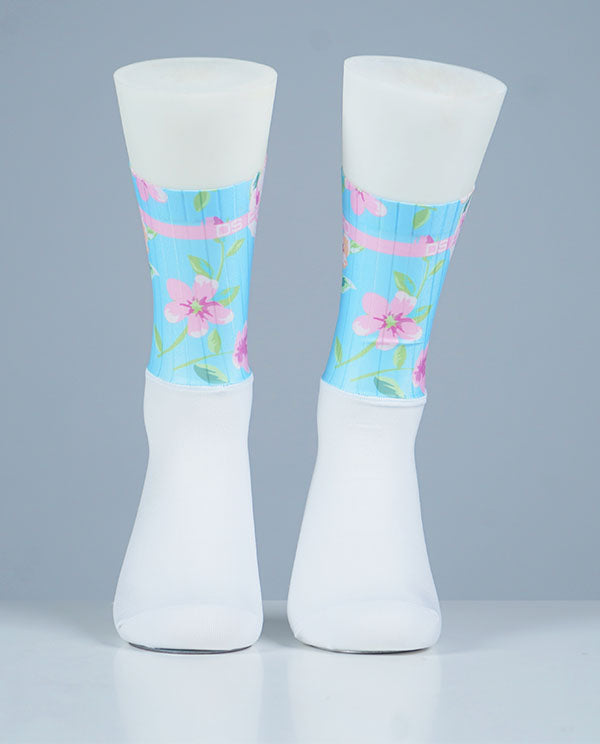 DSPRO 車襪Aero Socks All In Bloom 櫻花藍