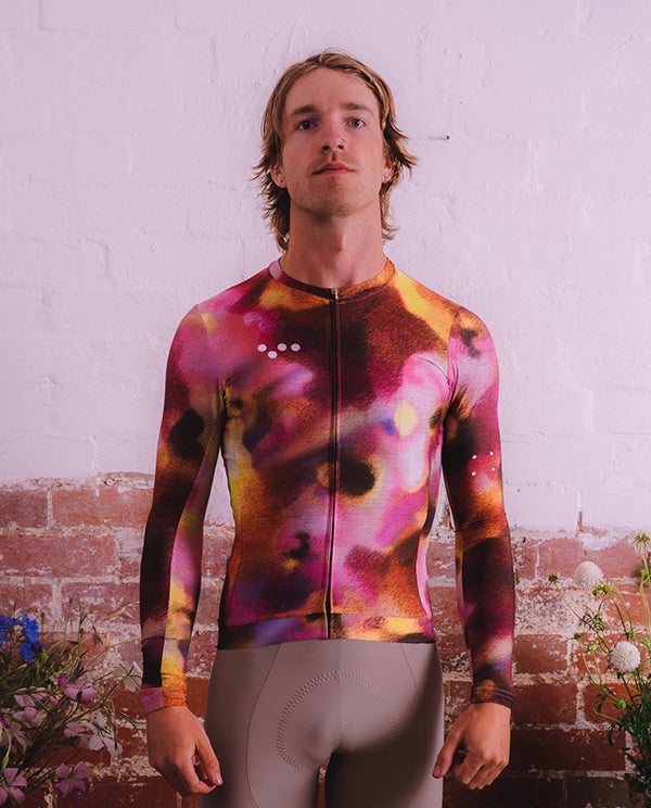 Pedla 薄長袖車衣Floral Classic Jersey Wild Flowers 男款 粉棕