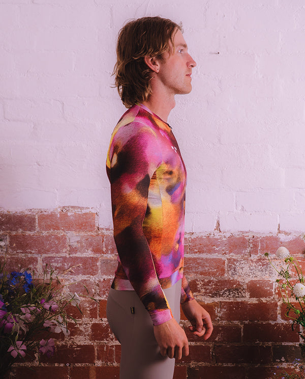 Pedla 薄長袖車衣Floral Classic Jersey Wild Flowers 男款 粉棕