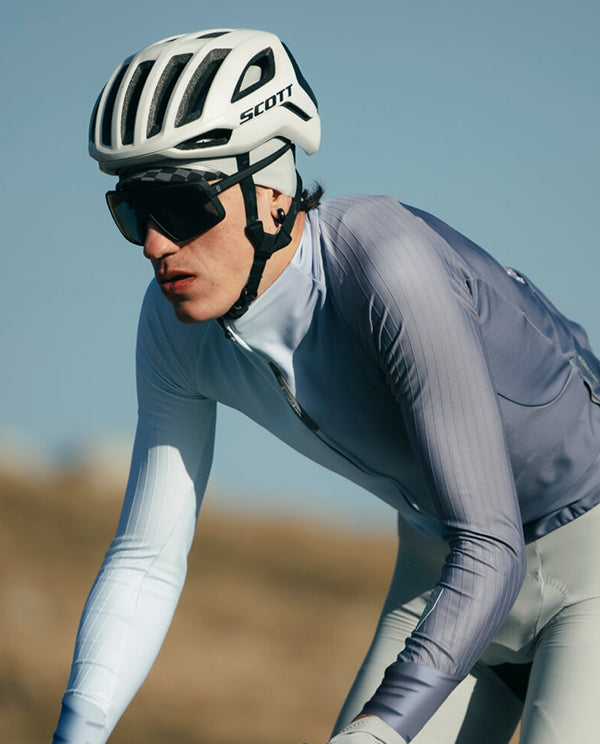 Q36.5 車衣 Gregarius Hybrid Big Fade Long Sleeve Jersey Grisaille Blue 長袖 男款 灰紫