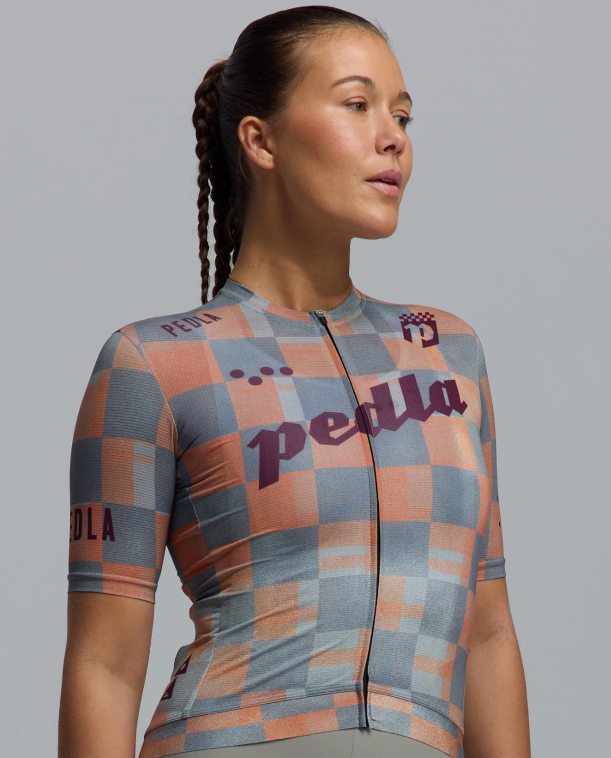 Pedla 車衣Heritage Training Jersey Checkers Grey 女款 橘灰格