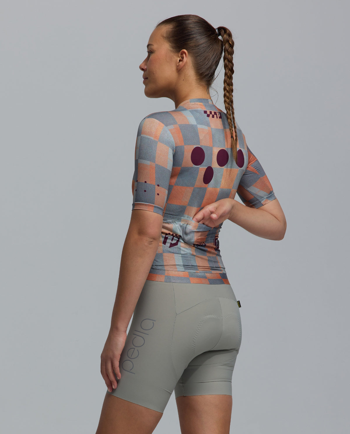 Pedla 車衣Heritage Training Jersey Checkers Grey 女款 橘灰格
