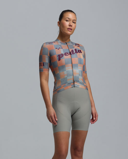 Pedla 車衣Heritage Training Jersey Checkers Grey 女款 橘灰格