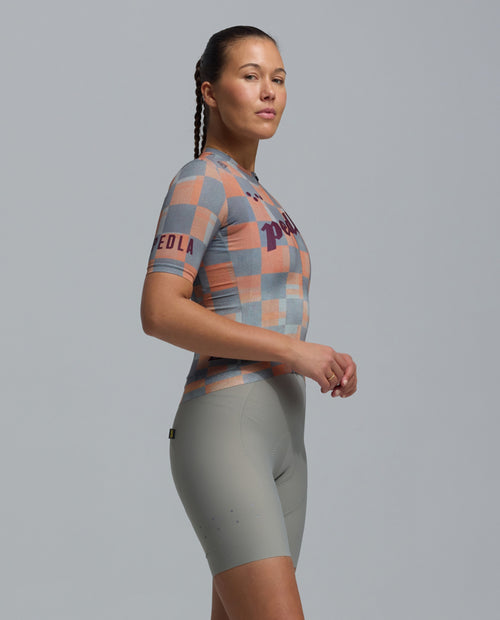 Pedla 車衣Heritage Training Jersey Checkers Grey 女款 橘灰格