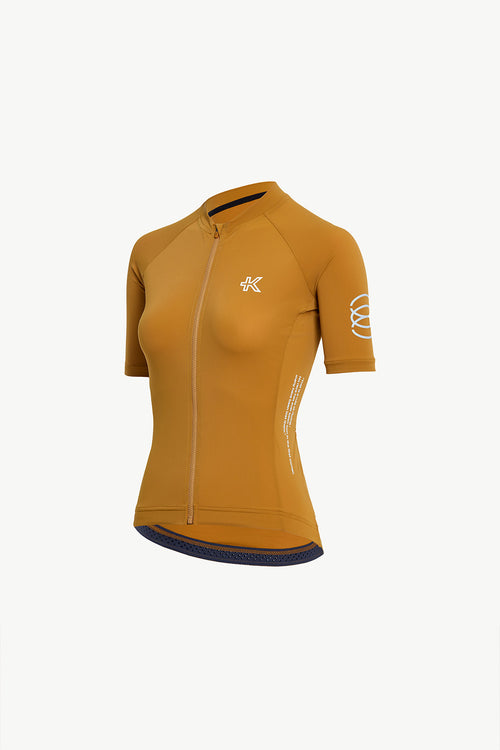 KPLUS經典女款短袖自行車衣-芥末黃