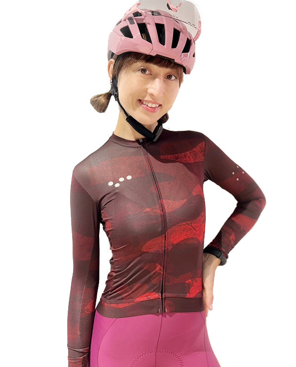 Pedla 薄長袖車衣NatureCAMO LS Training Jersey Deep Red女款 暗紅