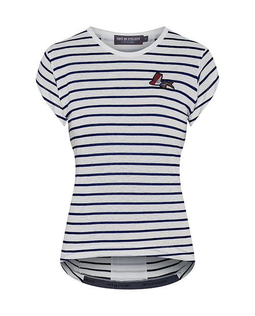 Café du Cycliste 車衣Pauline短袖飛魚 女-白底藍橫紋