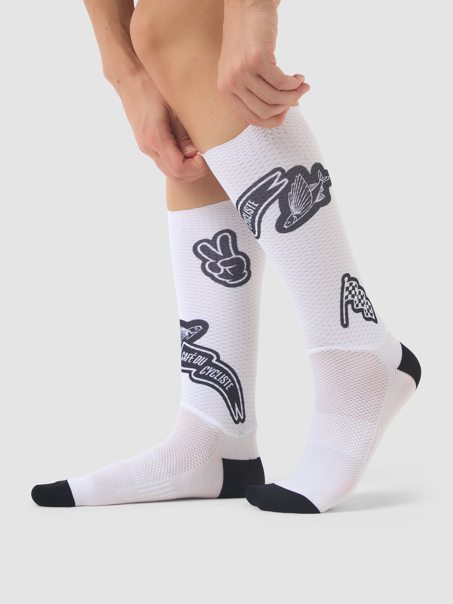 Café du Cycliste 空力車襪 Aero Socks Stickers White