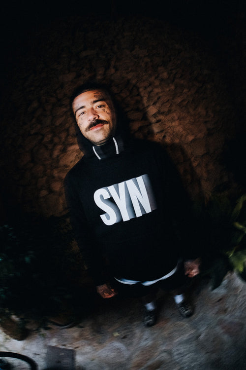 SYN 連帽長T Unisez Heavy Cotton Hoodie Black 男女共版 黑