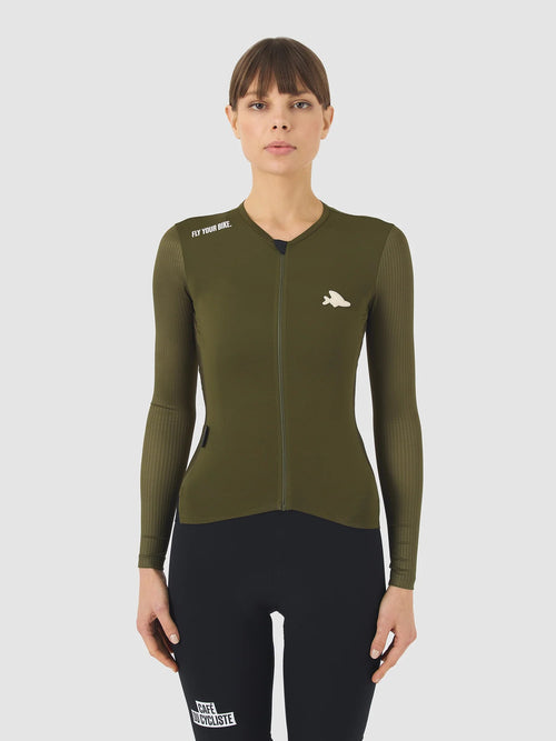 Café du Cycliste 車衣 Roxane LS Jersey Khaki 長袖 女款 卡其綠