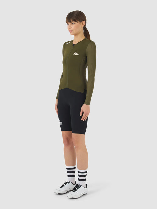 Café du Cycliste 車衣 Roxane LS Jersey Khaki 長袖 女款 卡其綠