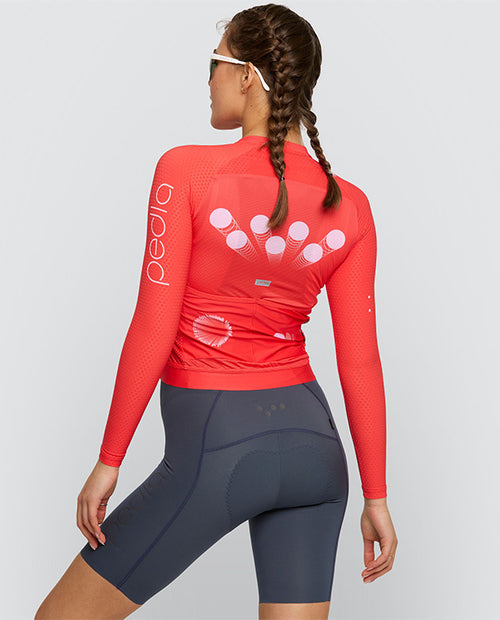 Pedla 薄長袖車衣Typify Pursuit LS Jersey Poppy Red 女款 罌粟紅