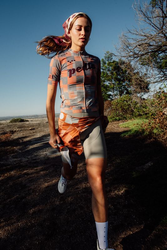 Pedla 車衣Heritage Training Jersey Checkers Grey 女款 橘灰格