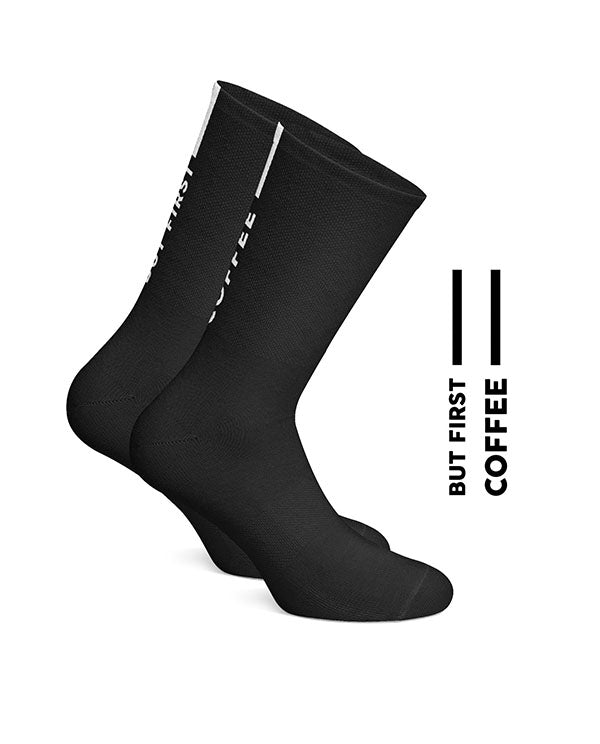 COIS 車襪But First Coffee Cycling Socks Black - 黑