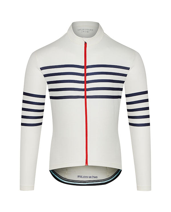 Café du Cycliste 車衣Claudette White長袖 男-藍白條紋