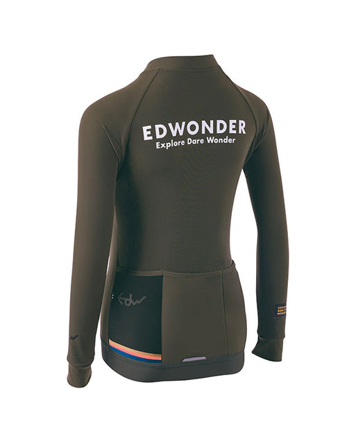 EdWonder 冬季長袖車衣EdW Edition Thermal LS BeigeGray 女-橄欖綠