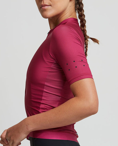 Pedla 車衣Essential Classic Jersey-Bordeaux短袖 女-酒紅