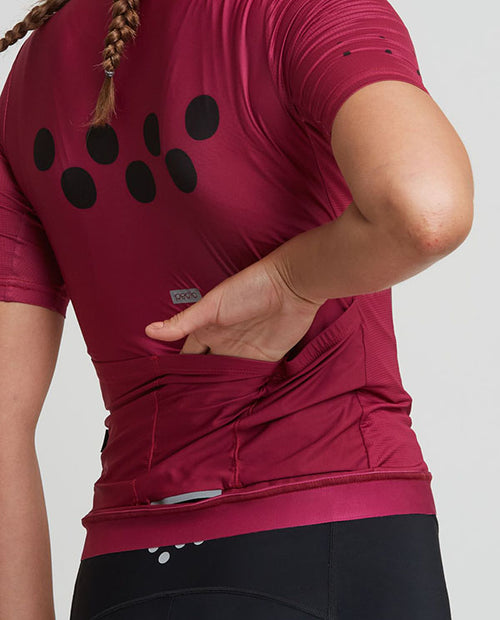 Pedla 車衣Essential Classic Jersey-Bordeaux短袖 女-酒紅